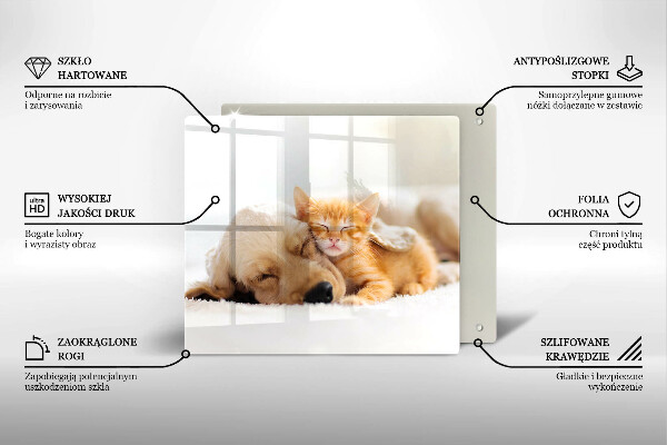 Tocător din sticlă Animale câine și pisică