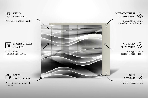 Tocător din sticlă Linii abstracte de fum