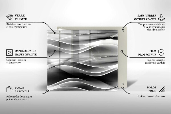 Tocător din sticlă Linii abstracte de fum