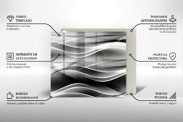 Tocător din sticlă Linii abstracte de fum