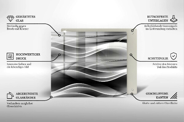 Tocător din sticlă Linii abstracte de fum