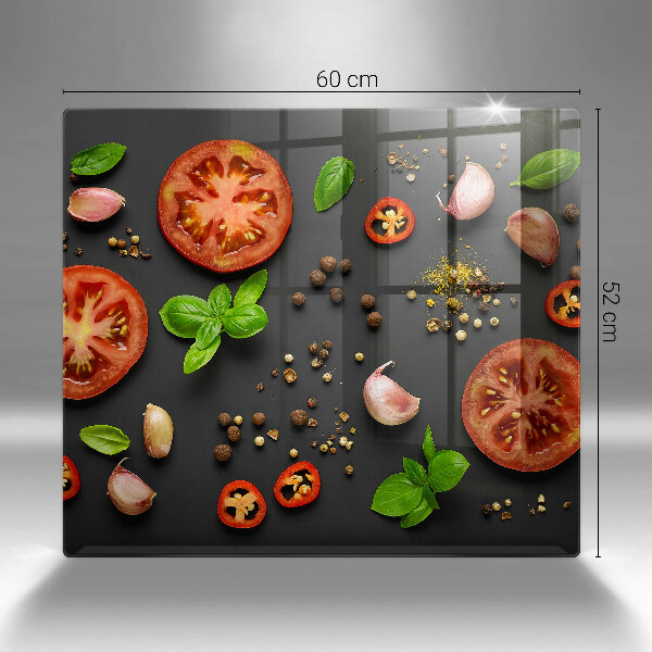 Tocător din sticlă Roșii și condimente