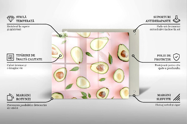 Tocător din sticlă Model de avocado