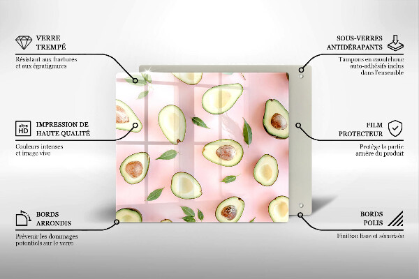 Tocător din sticlă Model de avocado