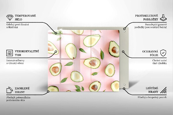 Tocător din sticlă Model de avocado