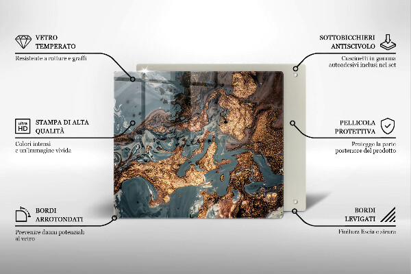 Tocător din sticlă Structură de rocă aurie