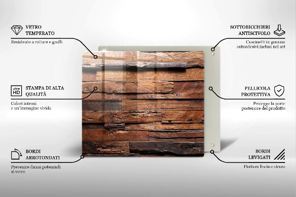 Tocător din sticlă Scânduri decorative din lemn
