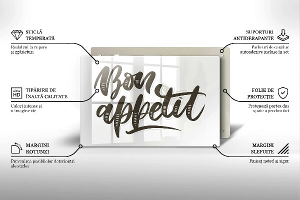 Tocător sticlă Inscripție Bon appetit