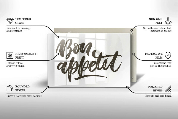 Tocător sticlă Inscripție Bon appetit