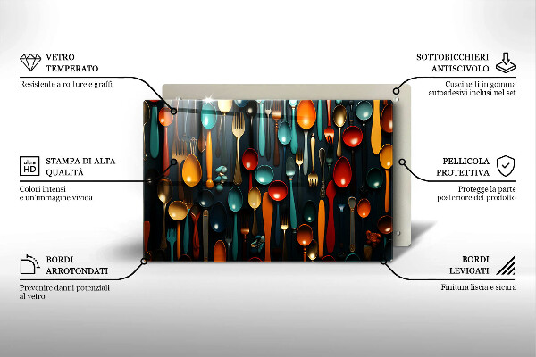 Tocător sticlă Linguri și furculițe colorate