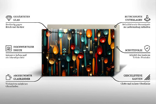 Tocător sticlă Linguri și furculițe colorate