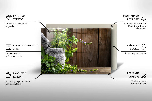 Tocător sticlă Ierburi verzi