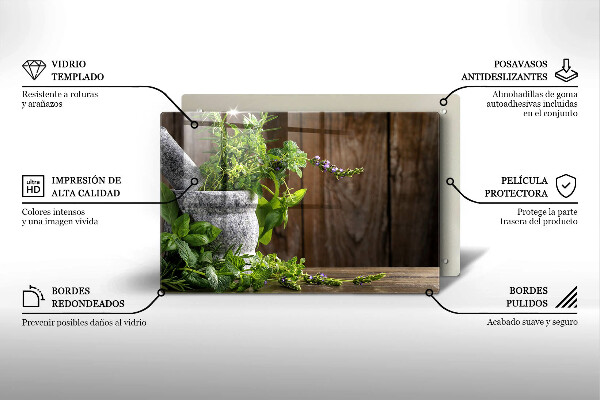 Tocător sticlă Ierburi verzi