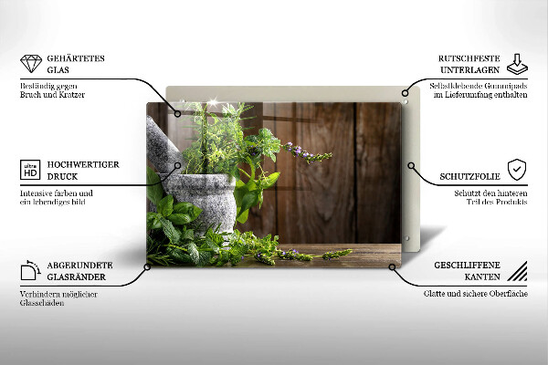 Tocător sticlă Ierburi verzi