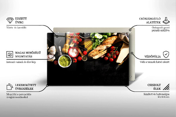 Tocător de bucătărie Ingrediente și condimente italiene