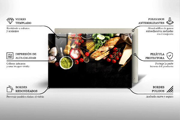 Tocător de bucătărie Ingrediente și condimente italiene