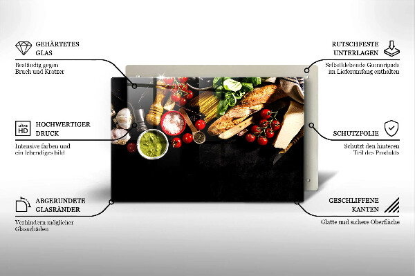 Tocător de bucătărie Ingrediente și condimente italiene