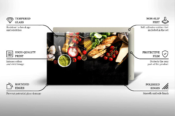 Tocător de bucătărie Ingrediente și condimente italiene