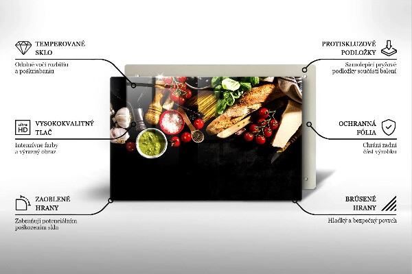 Tocător de bucătărie Ingrediente și condimente italiene