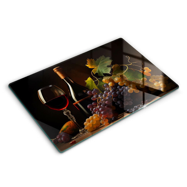 Tocător de bucătărie Pahar de vin și struguri