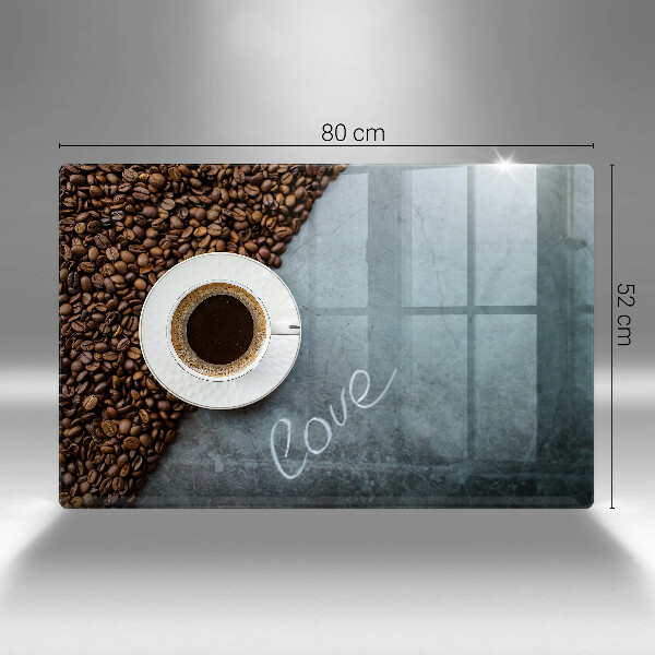 Tocător sticlă Boabe de cafea și ceașcă