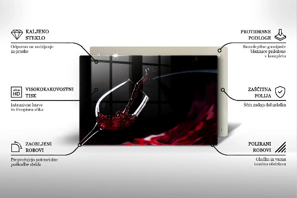 Tocător de bucătărie Un pahar de vin roșu