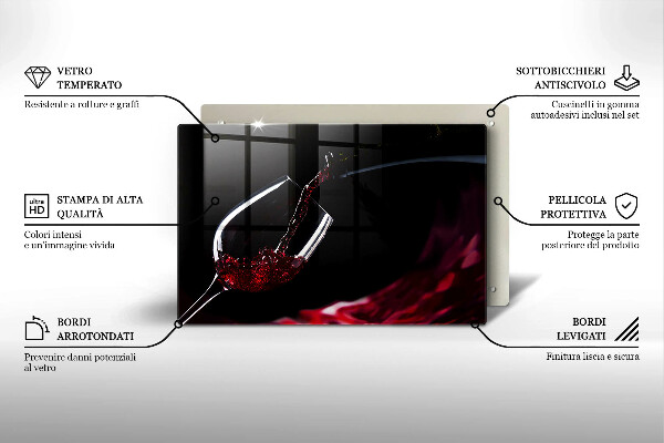 Tocător de bucătărie Un pahar de vin roșu