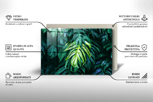 Tocător de bucătărie Frunze de monstera sălbatică