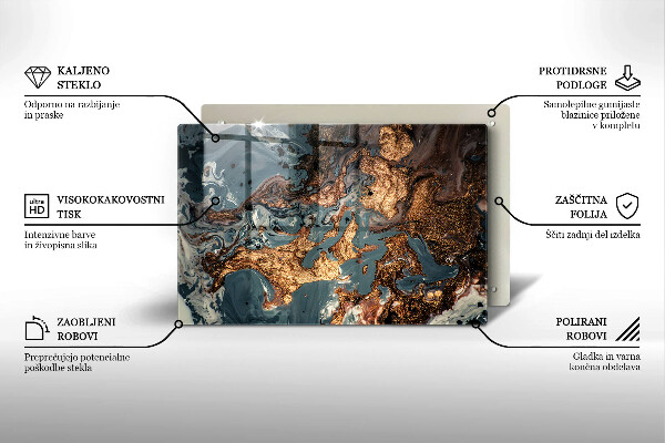 Tocător sticlă Structură de rocă aurie