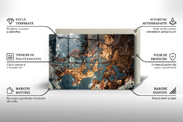 Tocător sticlă Structură de rocă aurie