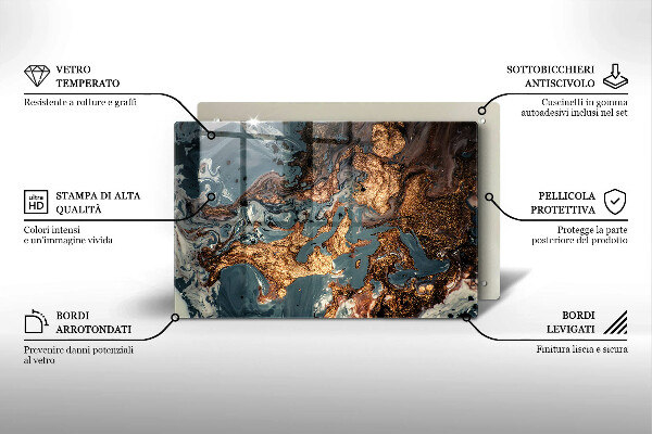 Tocător sticlă Structură de rocă aurie