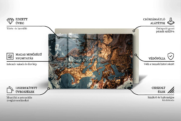 Tocător sticlă Structură de rocă aurie