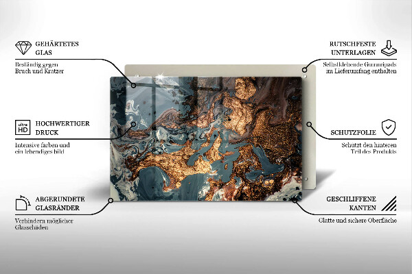 Tocător sticlă Structură de rocă aurie