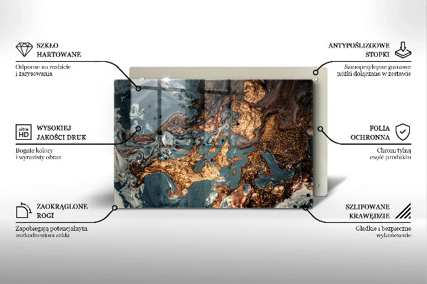 Tocător sticlă Structură de rocă aurie