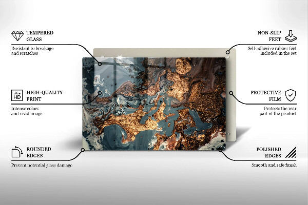 Tocător sticlă Structură de rocă aurie