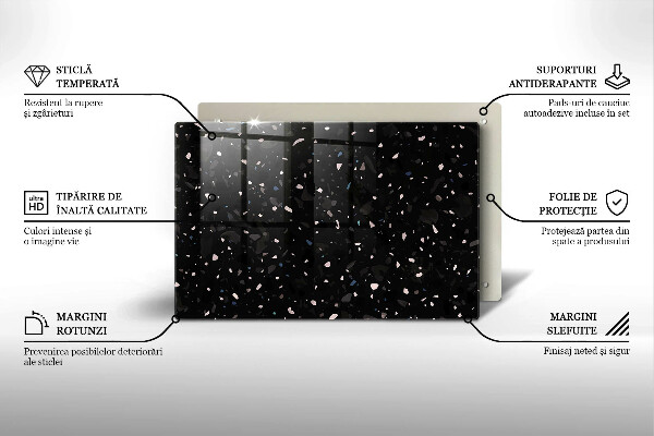 Tocător sticlă Gresie închisă la culoare