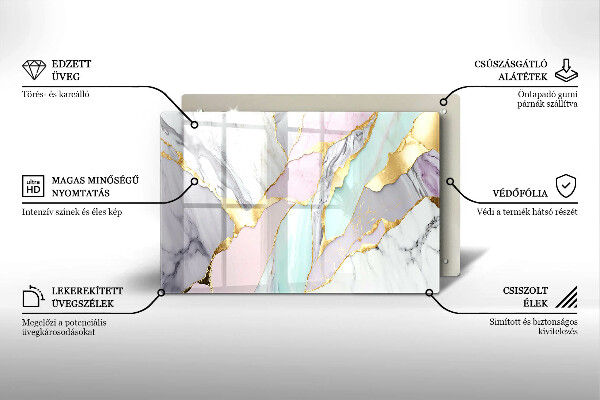 Tocător sticlă Marmură pastel