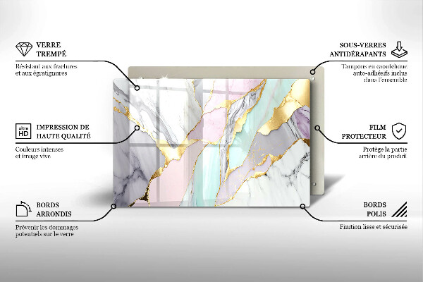 Tocător sticlă Marmură pastel