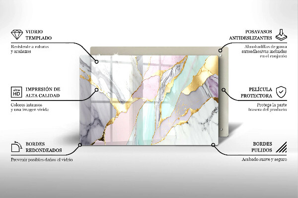 Tocător sticlă Marmură pastel