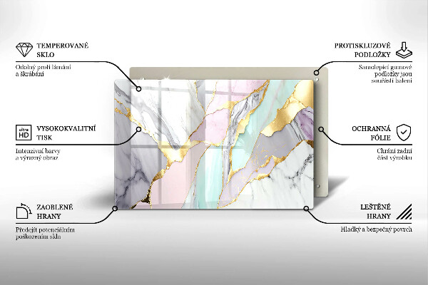 Tocător sticlă Marmură pastel