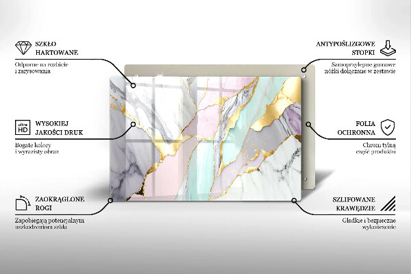 Tocător sticlă Marmură pastel