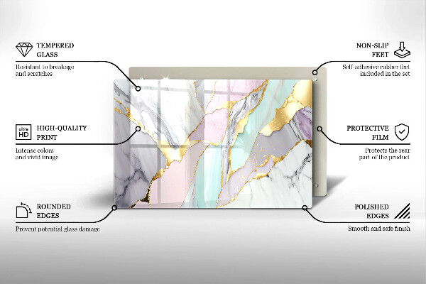 Tocător sticlă Marmură pastel