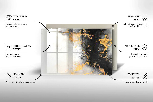 Tocător sticlă Abstracție cu aur
