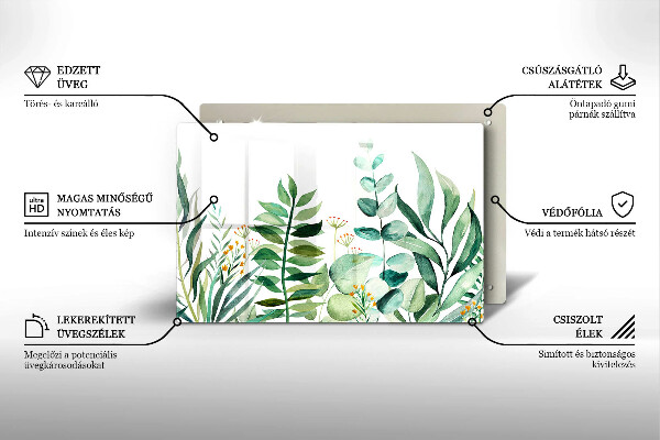 Tocător sticlă Ilustrație cu frunze de plante