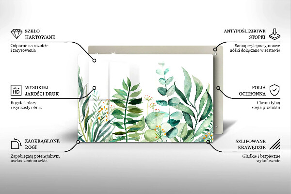 Tocător sticlă Ilustrație cu frunze de plante