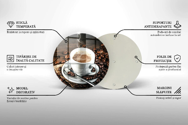 Tocător de bucătărie ceașcă și boabe de cafea