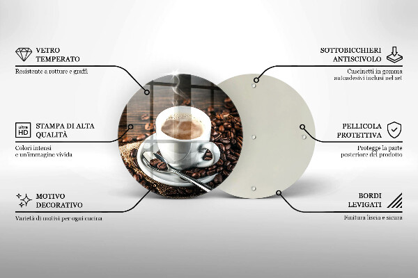 Tocător de bucătărie ceașcă și boabe de cafea