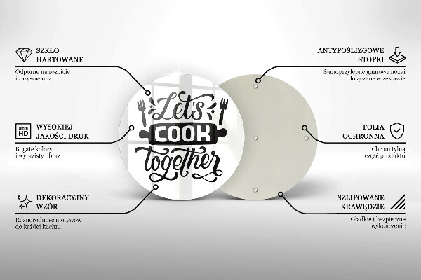 Tocător de bucătărie Inscripția Let's cook together