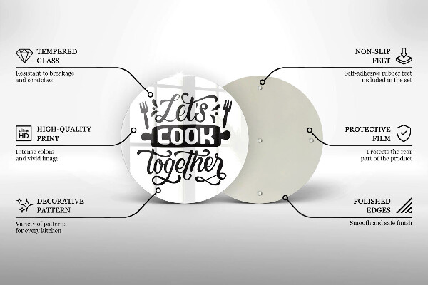 Tocător de bucătărie Inscripția Let's cook together