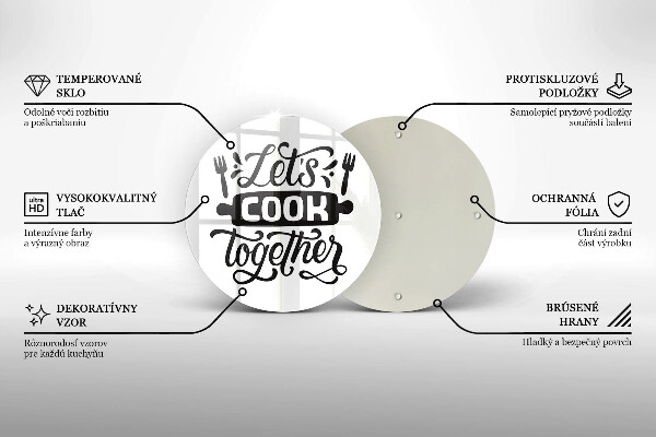 Tocător de bucătărie Inscripția Let's cook together